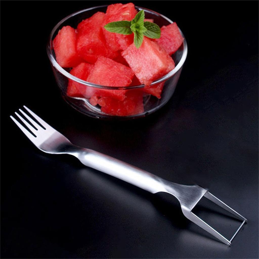 Watermelon Cutting Tool Double Head Stainless Steel Dicer Household Melon Fork Kitchen Dual-purpose Watermelon Cutting Tool