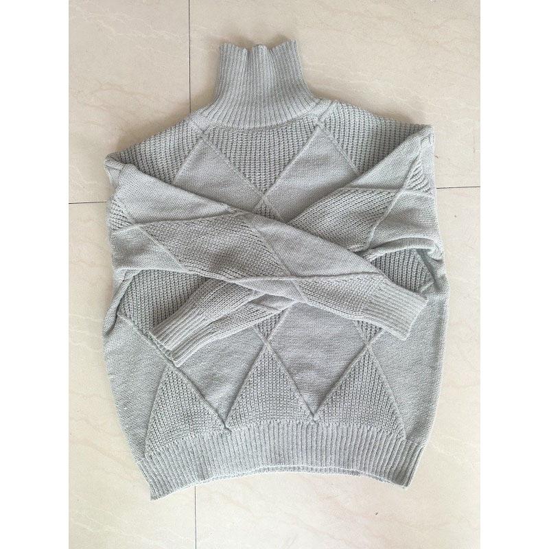 Autumn Winter Women Turtleneck Sweaters Full Sleeve Pullovers Spliced Thick Sweater Lozenge Elegant Lady Solid Outwear
