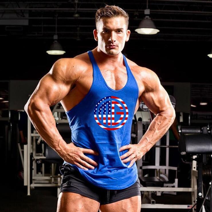 Beach and Surfing Vest Round Neck Sports Training Fitness Tank Top Men's Cotton Muscle Bodybuilding Stringer Singlet Comfortable