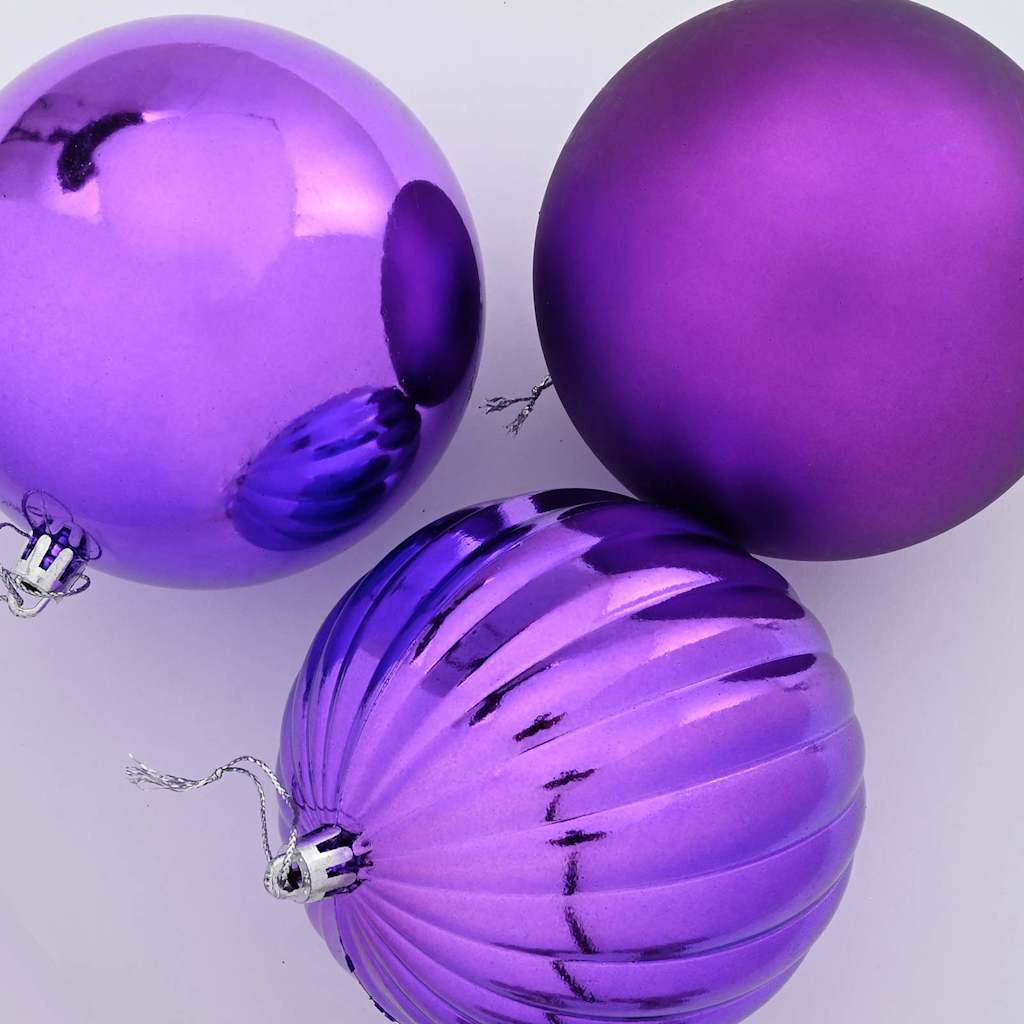 XXL Christmas Ornament Set 3 pcs Purple Plastic