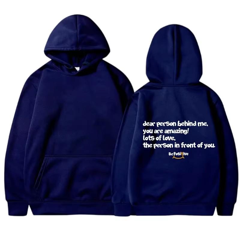 DEAR PERSON BEHIND ME Women's Fleece Hoodie with Lettering Slogan Print Kangaroo Pocket Drawstring Print Hoodie Oversize