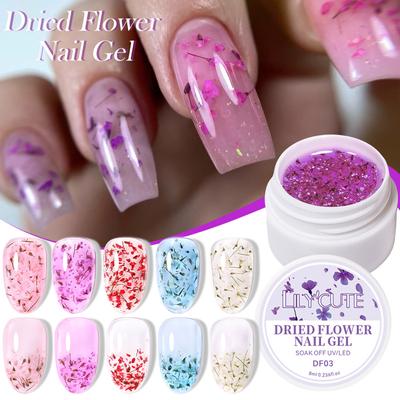 Nail Art džiovintų gėlių klijai, skaidrūs gėlių fėjos blizgučiai nagų lako klijai nagų salonams