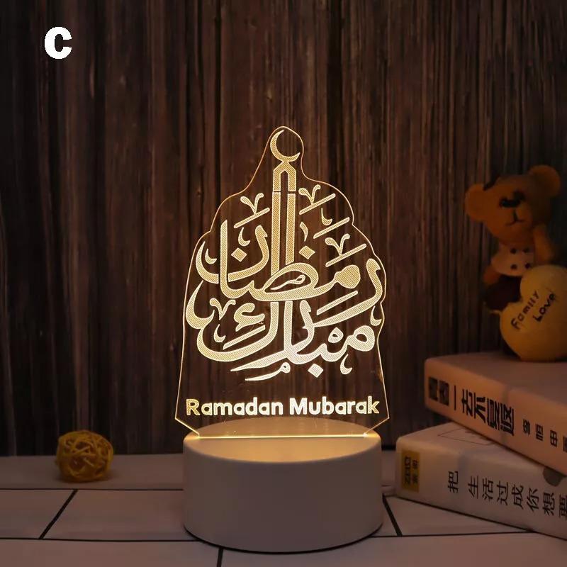 Ramadan LED Light Moon Star Eid Mubarak Muslim Lamp Ornament Home Party Decor