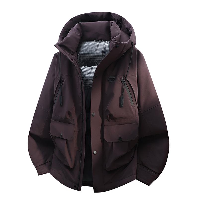 Men's Waterproof Cold-Resistant Down Jacket - 90% White Duck Down, Winter Casual Thickened Workwear, Trendy Design
