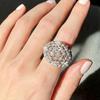 CopperLuxury Party Ring Hollowed Female Anniversary Accessories with Brilliant Zirconia Gorgeous Finger Jewelry