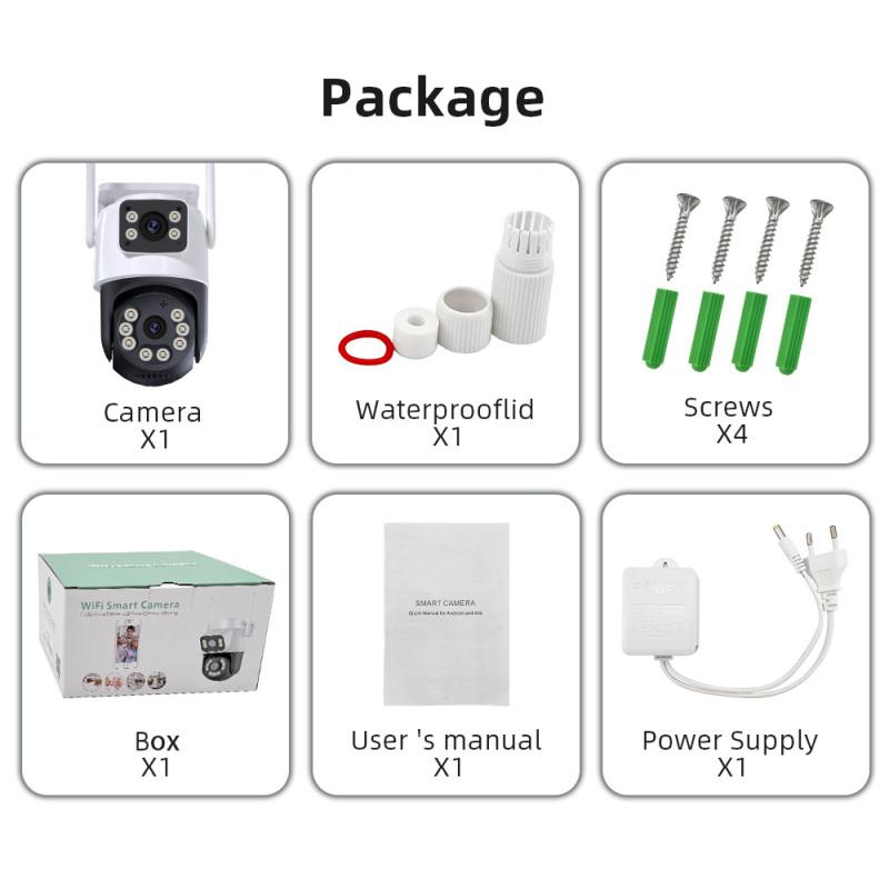 Wifi Surveillance Camera 4K 8MP Dual Lens Wireless Outdoor Security PTZ IP Cameras AI Human Detect CCTV Camera 4X Digital Zoom