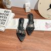 Summer new high-heeled slippers with pointed sandals women's fashion 2025 word with wedge sandals women's outer wear