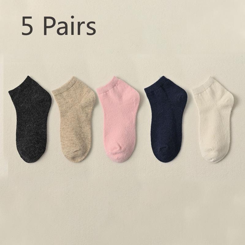 

5 пар женских зимних тонких шерстяных утеплителей с короткими трубками, мягких вощеных, с низкой посадкой, с неглубоким горлом 5 Pairs