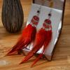 Long Exaggerated Irregular Feather Earrings for Women Bohemian Silver Hollow Rice Bead Tassel Earrings Pendientes