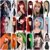 Parrucca COS da donna per Halloween nuova Harajuku frangia a curtain capelli lunghi lisci bicolore copertura parrucca cosplay