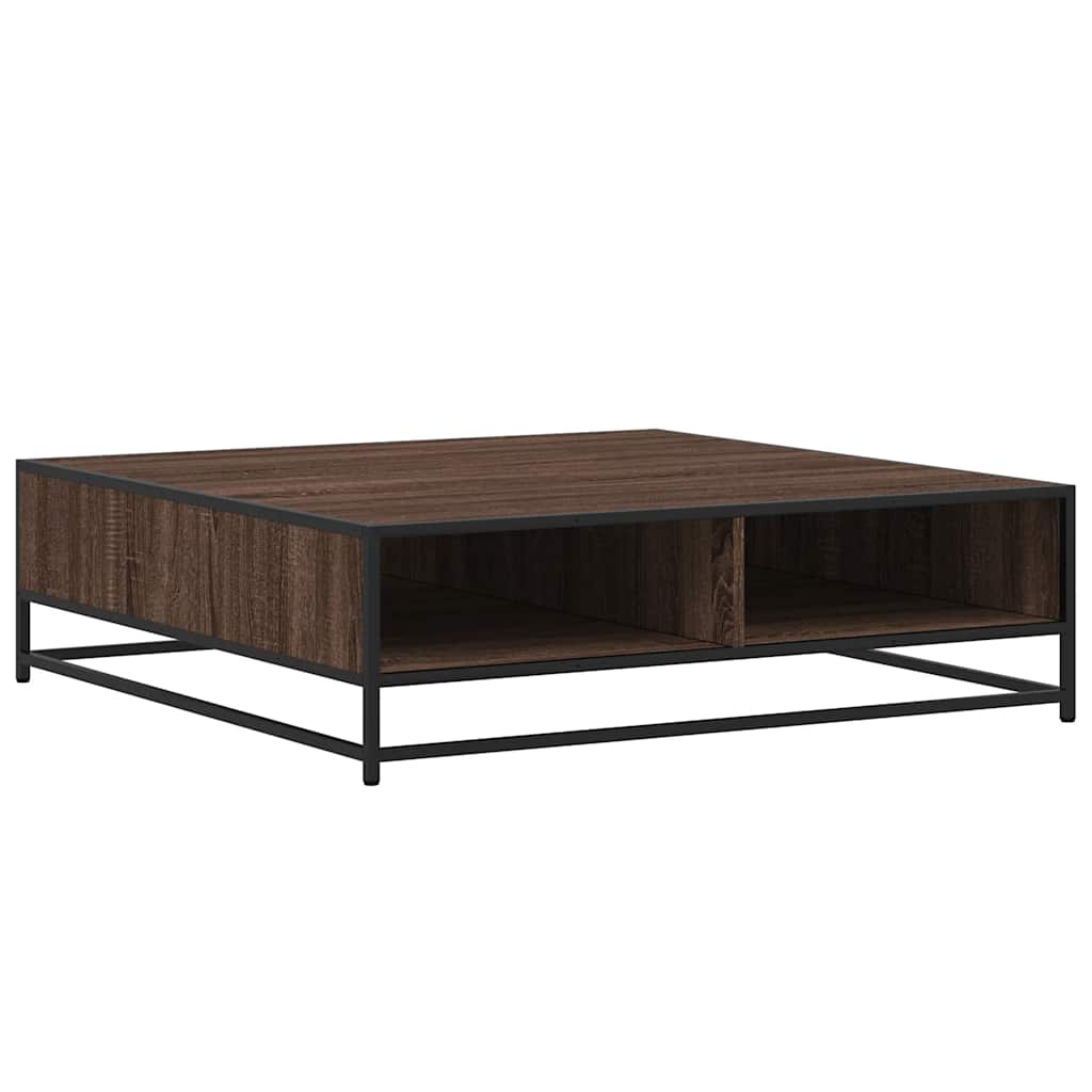 Coffee Table Brown Oak Effect 100 x 100 x 30 cm Engineered Wood & Metal