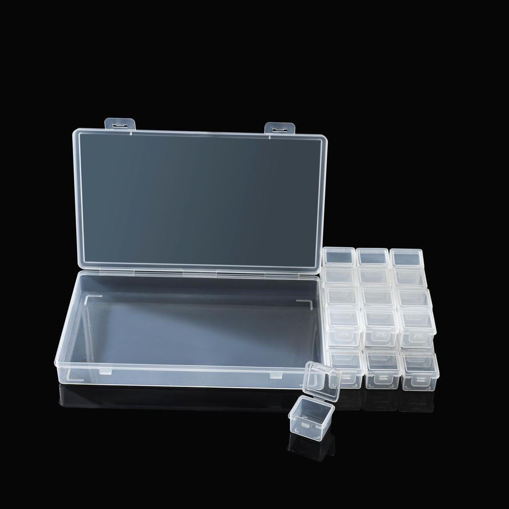Set Box (1 + 28) Transparent Plastic Box Can Be Split Independent Grid Parts Box Loose Beads Letter Beads Classification Portable Box