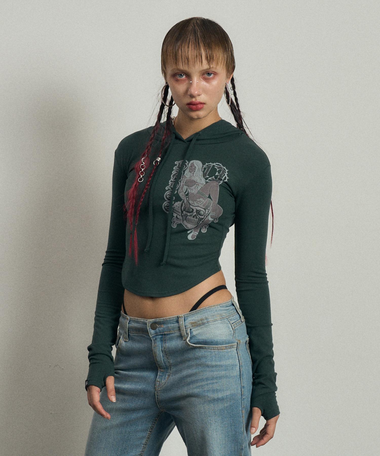 Buddy No.13 Cut-Out Hoodie D.Green M