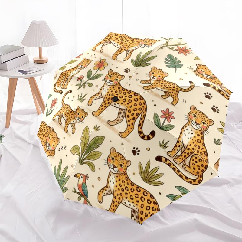 1 Pezzo Ombrello Pieghevole Automatico - Fantasia Animali Carini, Design Portatile e Pieghevole con 8 Stecche, Regali di Natale e Compleanno