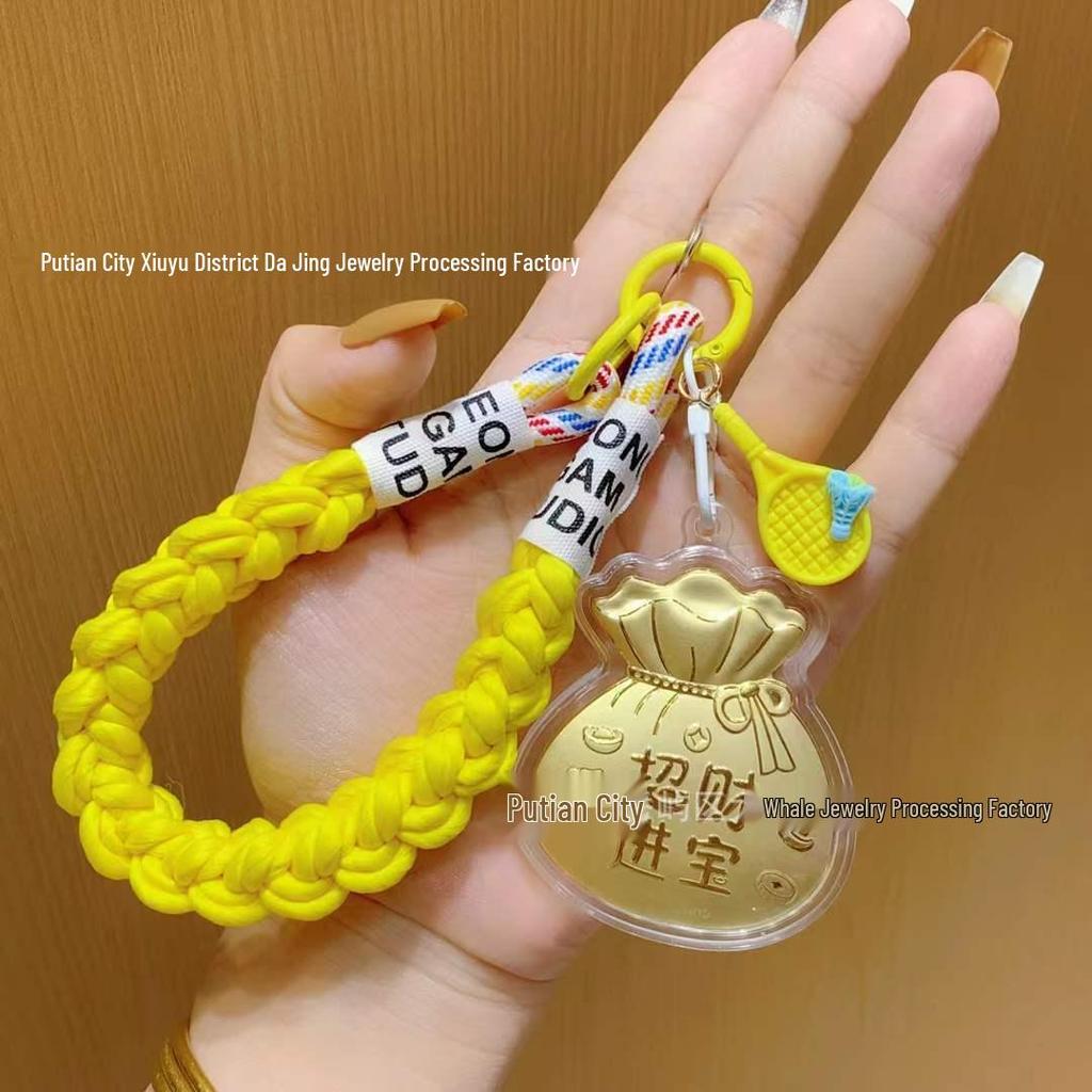 999 Fine Gold Lucky Bag Keychain Pendant & Phone Lanyard Gift