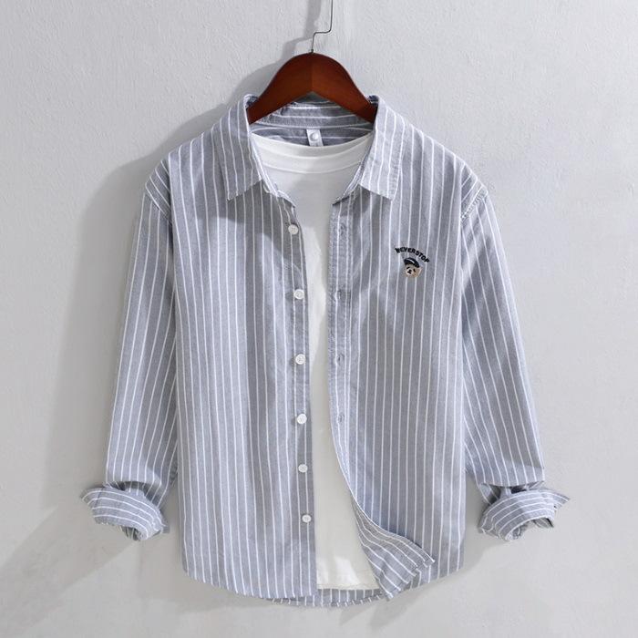 Spring New Japanese Striped Shirt Versatile Japanese Single Wear Pure Cotton Long-sleeved Shirt