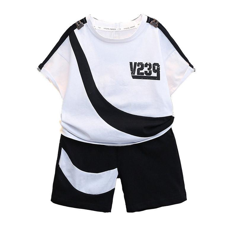 Cool And Comfortable Boys Summer Sports Set Stylish Short Sleeve Outfit For Kids