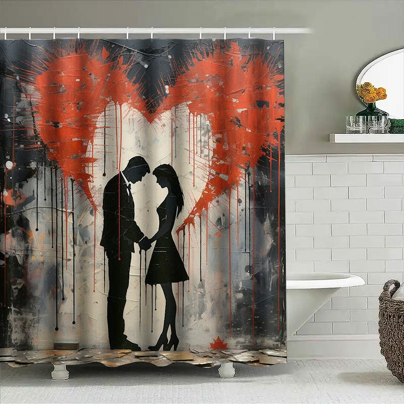 Romantic Couple Abstract Art Shower Curtain For Bathroom Decoration