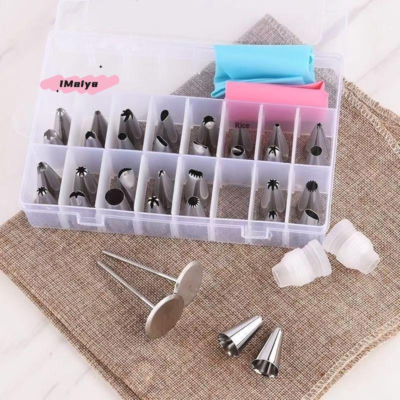 38Pcs Cake Decorating Tools Set Stainless Steel Icing Cream Piping Nozzle Tips Confectionery Pastry Bags for Cake Decoration