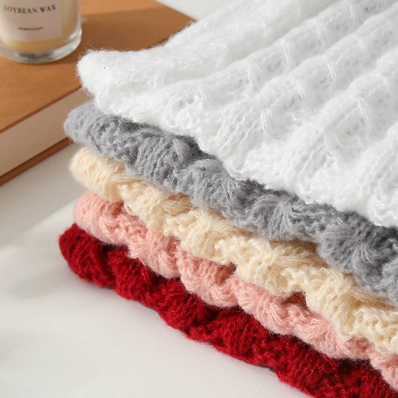 172x20cm Winterschal, Einfarbiger dicker Strickwollschal für Damen, Warmer Fleece-Nackenwärmer Snood