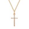 Classic Fashion Gold Color Full Zircon Shiny Cross Pendant Necklace for Women Men Gothic Luxury Collar Jewelry Accessories Gift