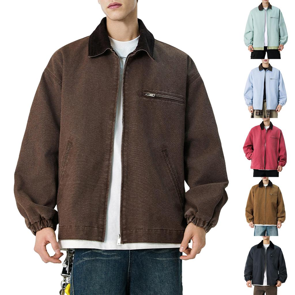 Men's Solid Color Camouflage Outdoor Sports Jacket Men's Pocket Button Casual Jacket