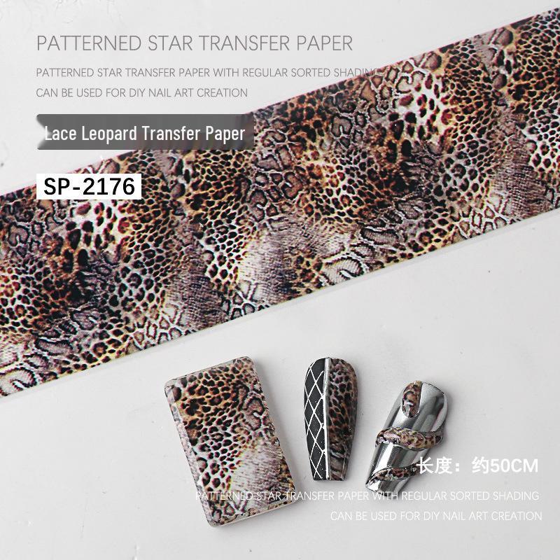 Starry Sky Nail Art Transfer Stickers: Lace & Leopard Laser Prints