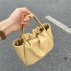 Fashion Solid Color Pleated Cloud Shoulder Bag Women Cute Leather Small Capacity Handbag Ladies Daily Commute Crossbody Bag Chic