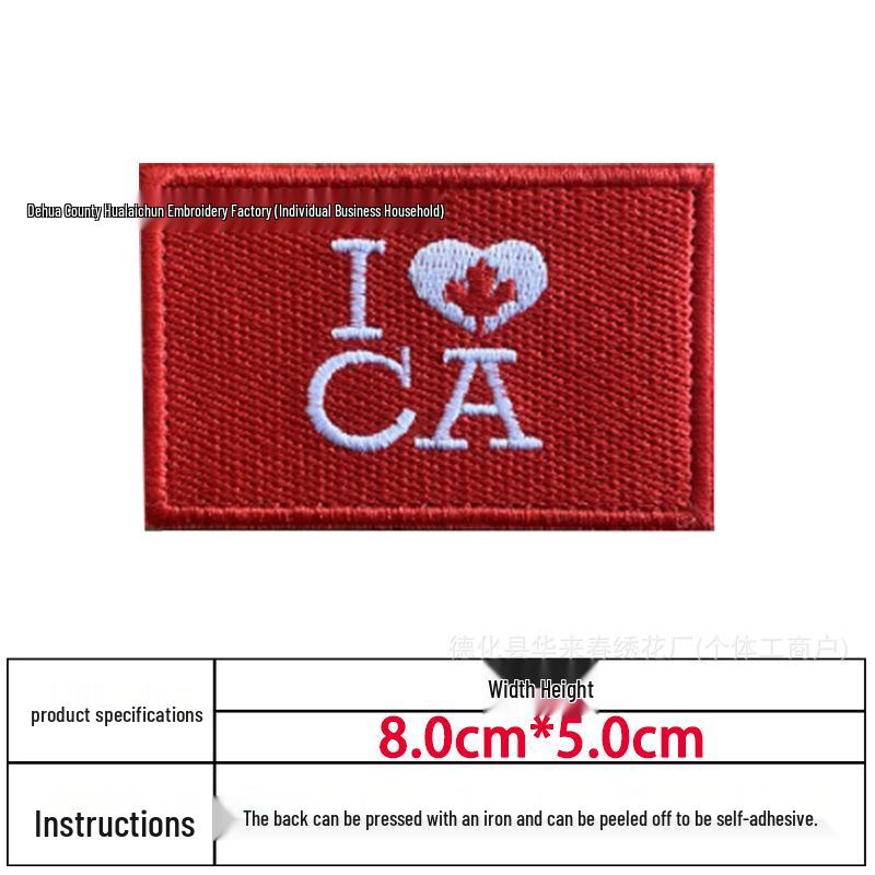 In-Stock Canadian Flag Embroidered Patch: Hook & Loop Morale Patch, Fabric Armband Badge, Iron-On