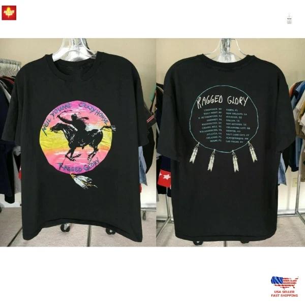 

Нил Янг Crazy Horse Ragged Glory Тур 1991 Черная Футболка Унисекс Размер S-5XL M