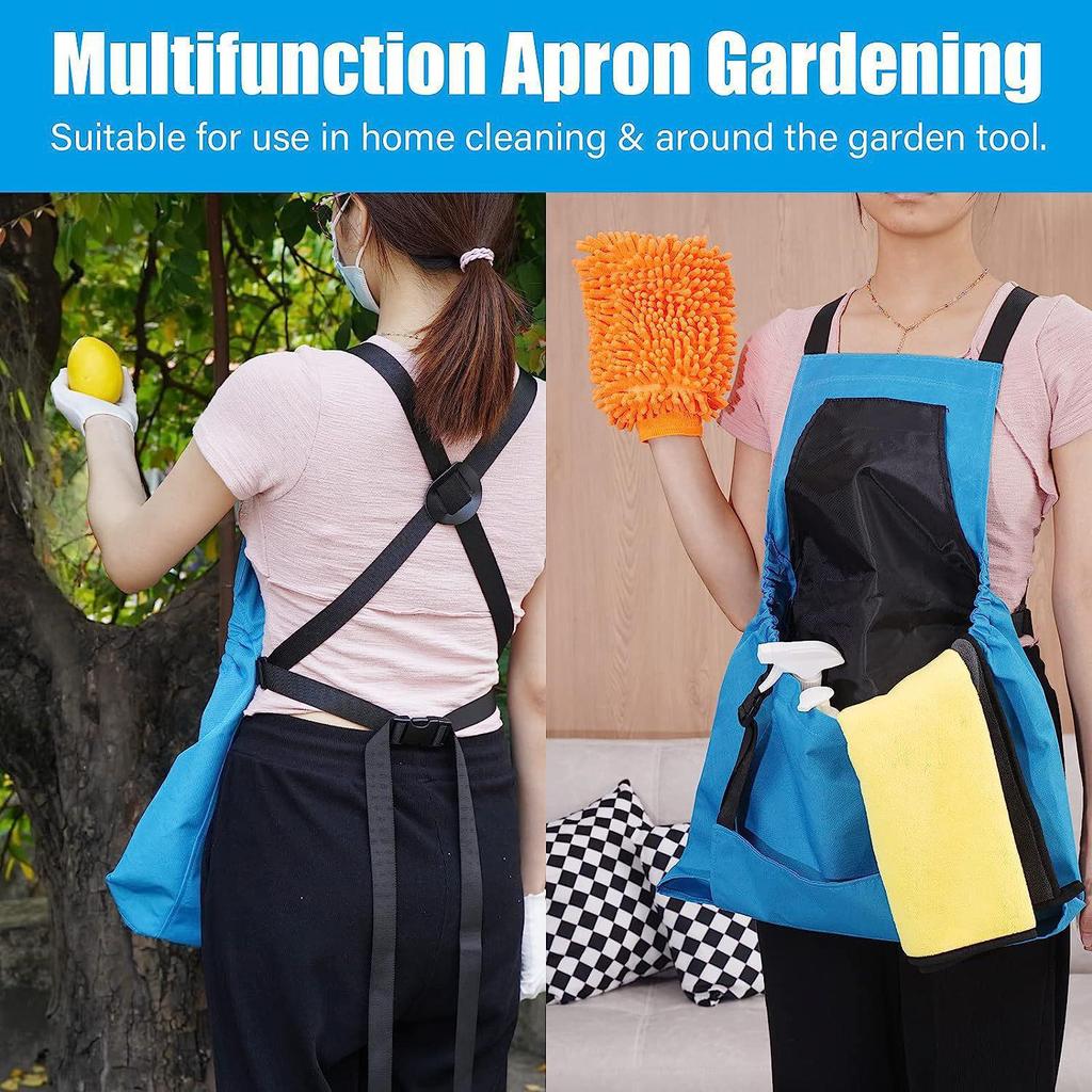 Waterproof Multi-Pocket Oxford Cloth Apron for Gardening & Pruning with Extended Leg Protection & Color Blocking Design