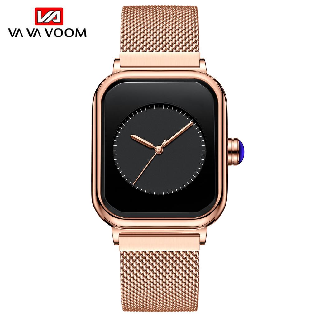 VA VA VOOM Ladies Waterproof Silicone Strap Watch Square Women's Watch Student Trend Imitation Apple Smart Large Dial Quartz Watch