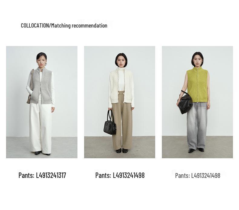 Love & Nancy Sonnet Wool Sleeveless Zipper Vest Cardigan 41514