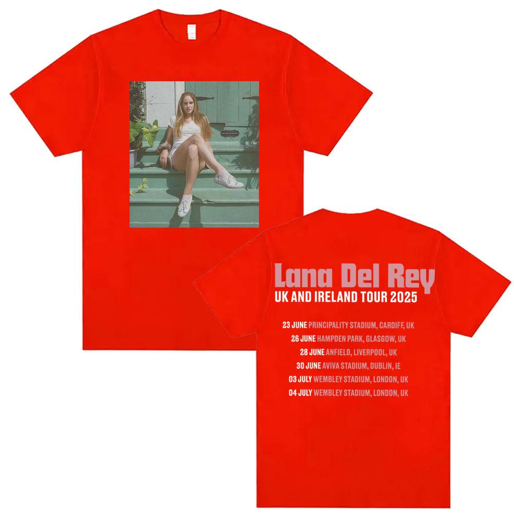 Lana Del Rey UK Ireland Tour 2025 Graphic T Shirt Unisex Women Fashion Aesthetic Casual T Shirts 100 Cotton Short Sleeve Tshirt