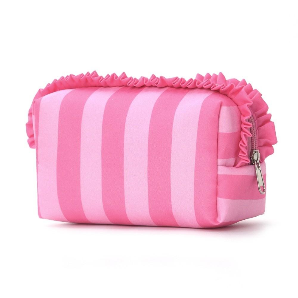 Large Capacity Cosmetic Bag Ruffle Travel Pouch Multipurpose Storage Bag Daily Use