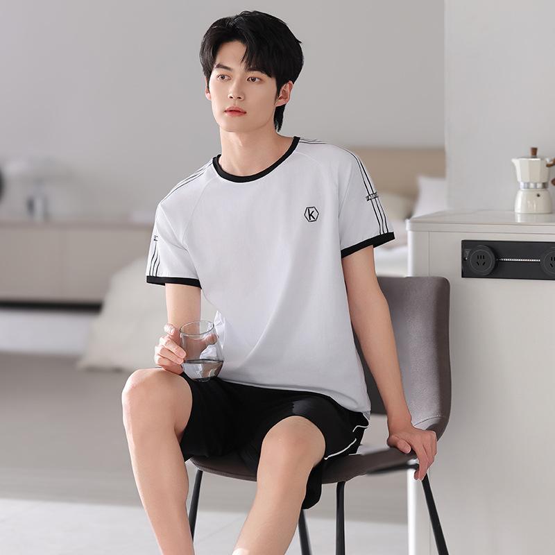 Pajamas men's pure cotton summer thin short-sleeved shorts men's 1011 new large-size men's summer loungewear set