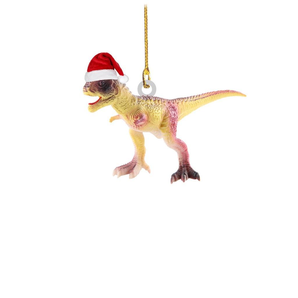 Festive Flat Dinosaur Acrylic Christmas Ornament Cheerful Vehicle Decoration Gift For All Ages