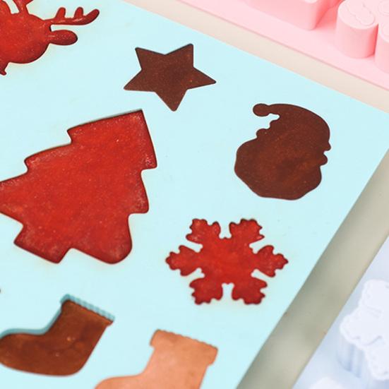 Vánoční silikonová forma nepřilnavá potravinářská vhodná do myčky snadné vyjímání DIY Santa Claus sněhulák sob čokoláda bonbóny dort fondán sušenky forma