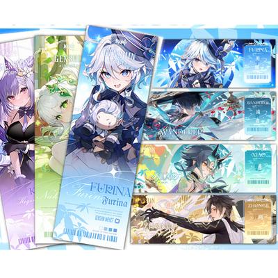 Genshin Impact Collection Cards Games Bookmark Furina Neuvillette Wriothesley Laser Double-sided Ticket Anime Tarot Card Gift