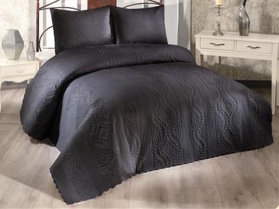 Sena Double Size Bedspread Set, Coverlet 230x250 with Pillowcase Black