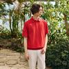 CHALLENGER Men'S Pq Blouson Raglan Cut-Out Short Sleeve Collared T-Shirt Red
