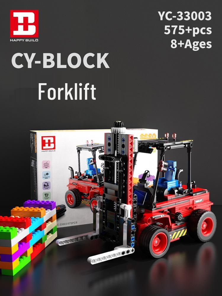 YC-33003 DIY Engineering Forklift Remote Control Toy Car - Children s Educational Building Blocks