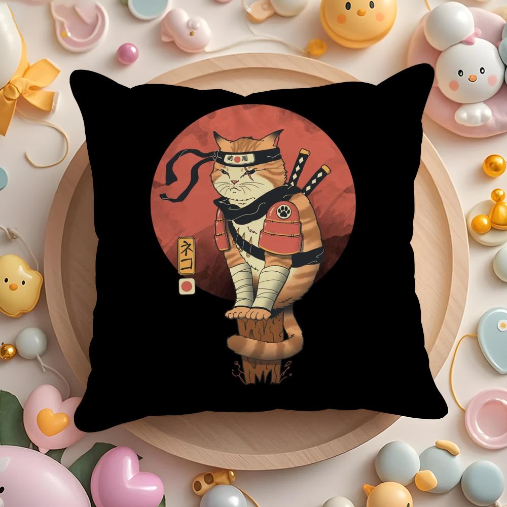 Japanese Style Cat Cushion Cover Home & Car Multi-Scene Pillow Cover - Reversible, Soft & Durable for Daily Use
