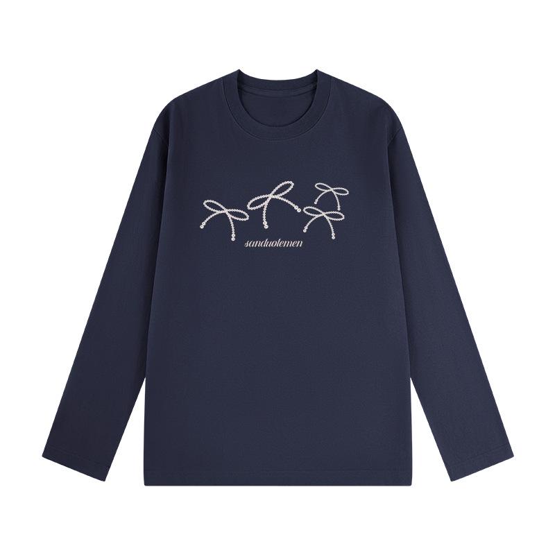 

Women s Pure Cotton Long-Sleeve Slimming T-Shirt - Summer 2025, Round Neck, Versatile Casual American Style M (Approx. 50-58 kg)