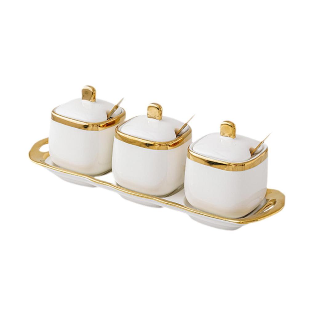 Ceramic Spice Jars Modern Pepper Seasoning Pot Box Practical Small Sugar Bowl for Restaurant Kitchen Countertop Household