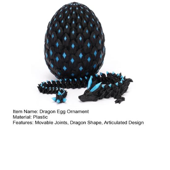 3D Printed Dragon Egg Figurine Movable Joints Luminous Loong Figure Fidget Toy Dragon Egg with Articulated Dragon Inside Decoration Ornament