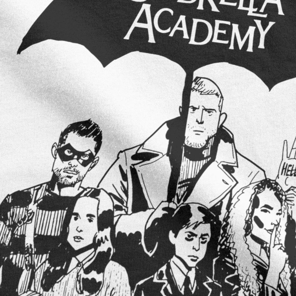 Vintage Umbrella Academy T-Shirt Men Crewneck 100% Cotton T Shirt Short Sleeve Tees Printed Tops