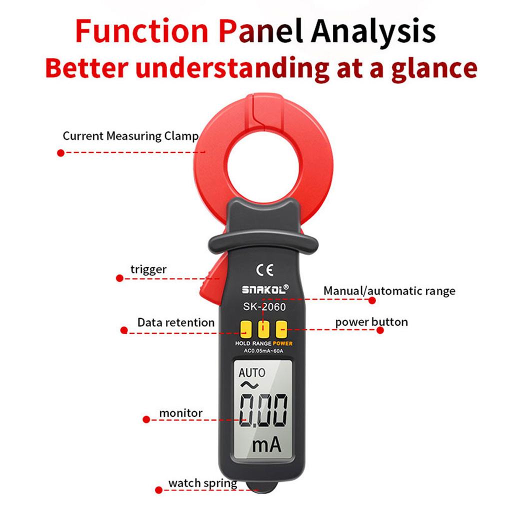 3 1 2 Digit Auto Ranging Digital Current Clamp Meter High Precise AC Measurement Tool 30mm Jaw with Data Hold Automatic