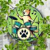 Retro Drumming Cat Round Metal Sign Vintage Rocker Kitty Music Wall Decor for Music Room Cat Lovers