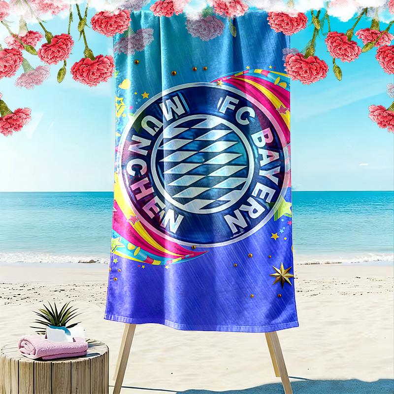 FC Bayern München Print Beach Towel, Large Soft Quick Dry Towel for Beach Camping Swimming